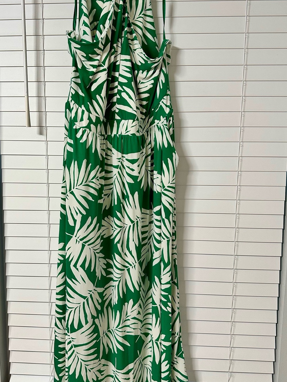 Green and White Tropical Print Maxi Dress - Sleeveless Halter Torrid 2